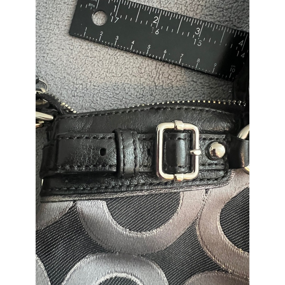Coach Madison Optic Art Maggie Black Silver Jacquard Satchel Bag 18604 - Picture 14 of 16